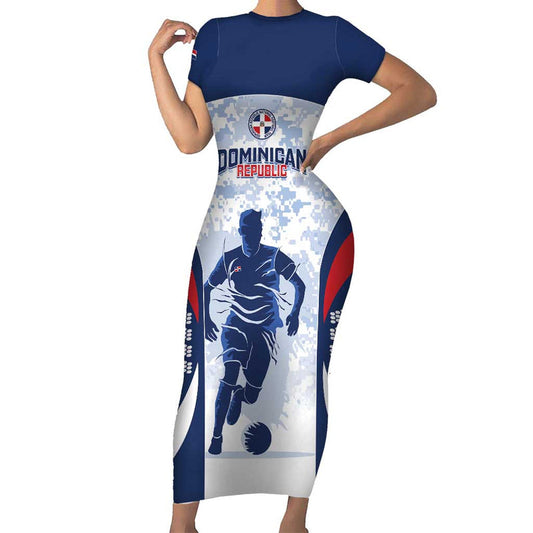 Custom Dominican Republic Football Vamos Los Quisqueyanos Short Sleeve Bodycon Dress