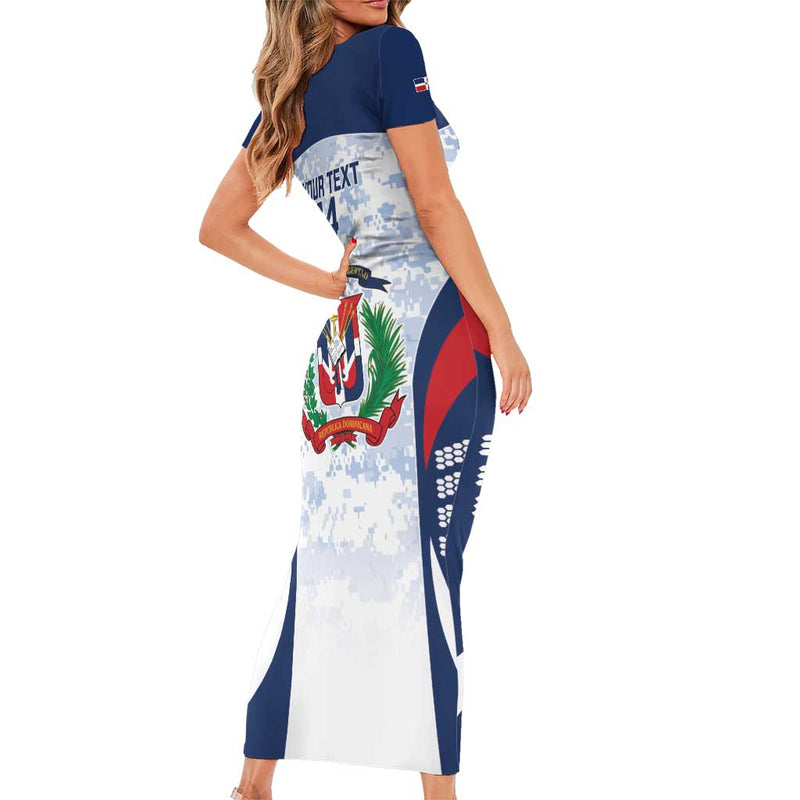 Custom Dominican Republic Football Vamos Los Quisqueyanos Short Sleeve Bodycon Dress