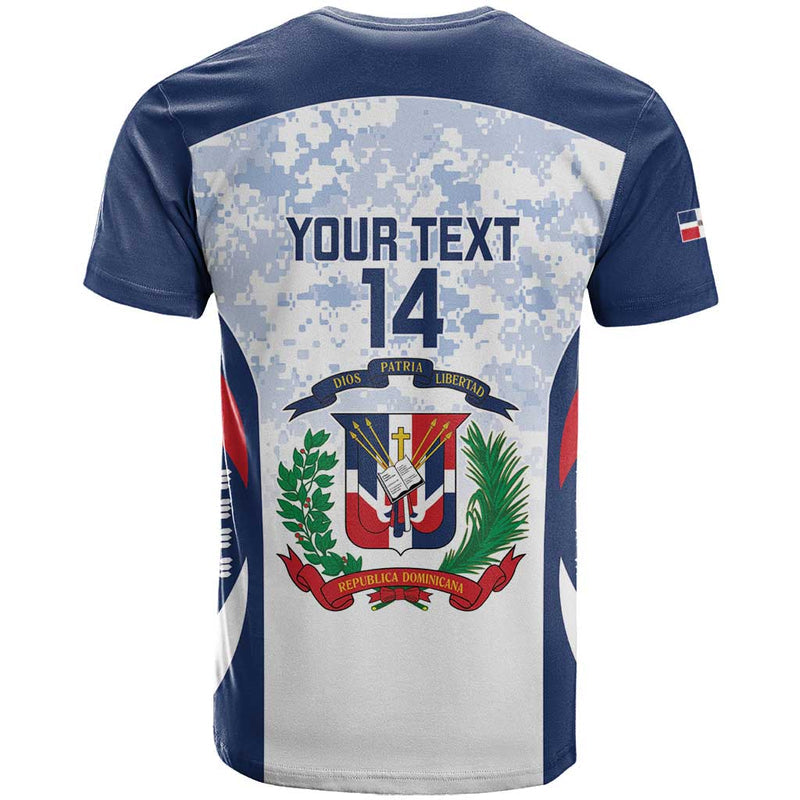 Custom Dominican Republic Football Vamos Los Quisqueyanos T Shirt