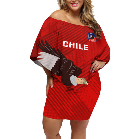 Custom Chile Rugby 2023 Los Condores Grunge Style Off Shoulder Short Dress