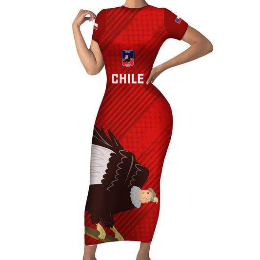 Custom Chile Rugby 2023 Los Condores Grunge Style Short Sleeve Bodycon Dress