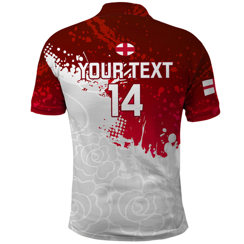 Custom England Rugby 2023 Go Champions World Cup Red Rose Polo Shirt