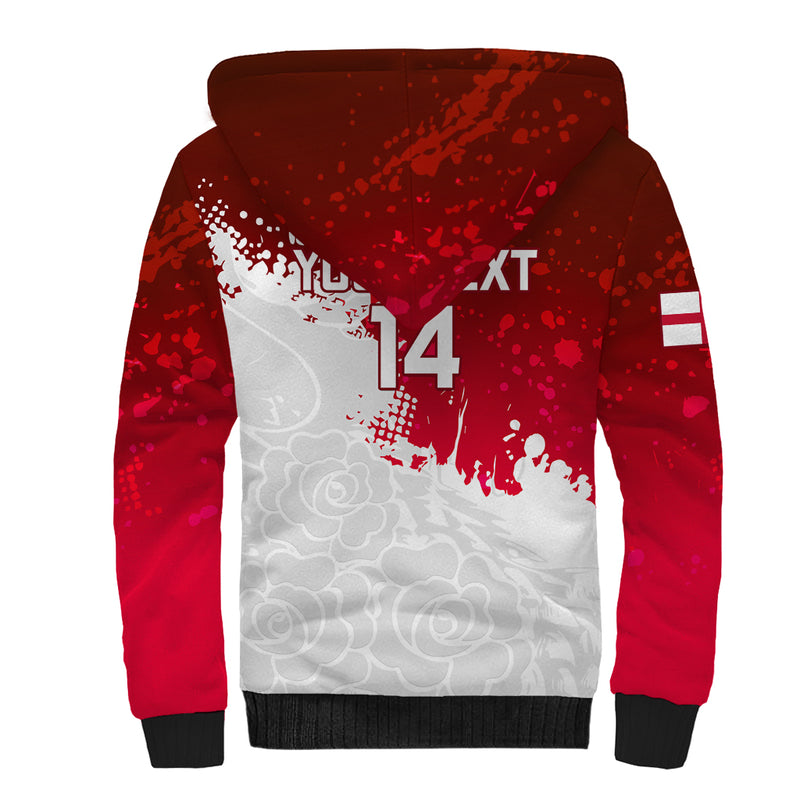 Custom England Rugby 2023 Go Champions World Cup Red Rose Sherpa Hoodie