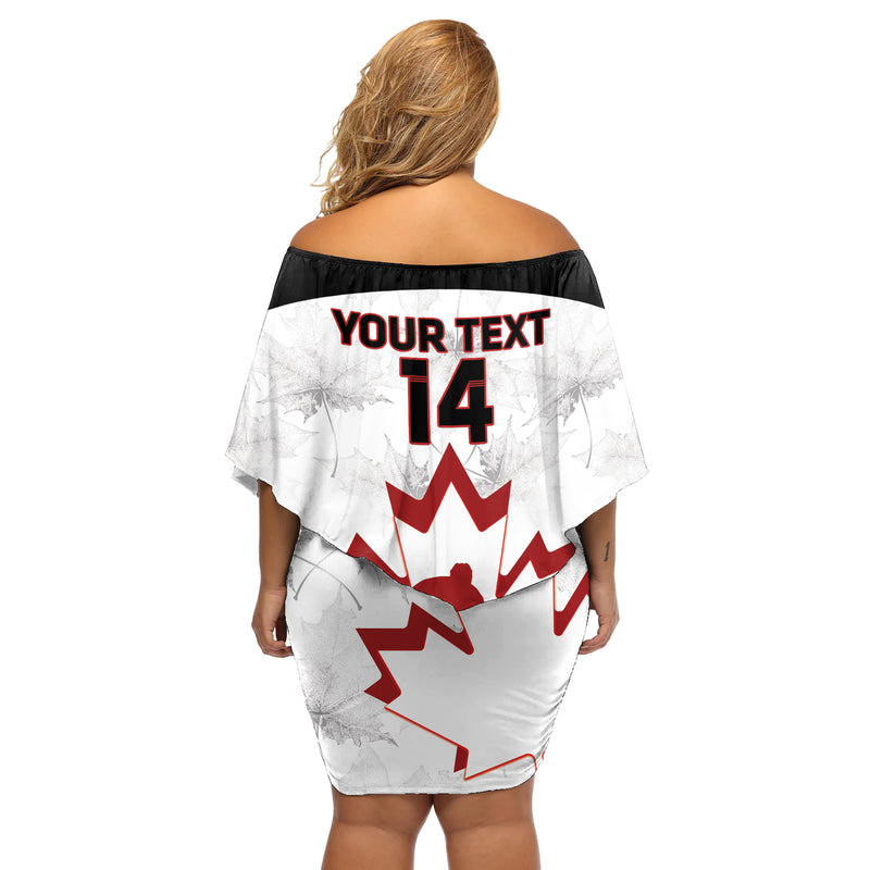 Custom Canada Hockey 2024 Go Maple Leaf Off Shoulder Short Dress