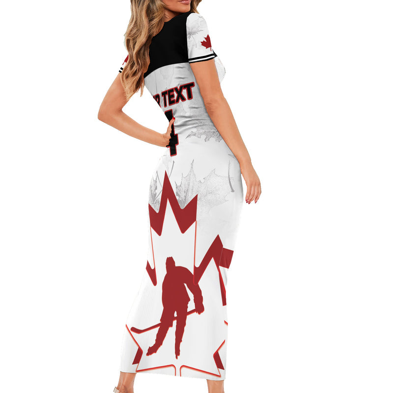 Custom Canada Hockey 2024 Go Maple Leaf Short Sleeve Bodycon Dress