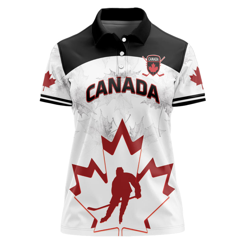 Custom Canada Hockey 2024 Go Maple Leaf Women Polo Shirt