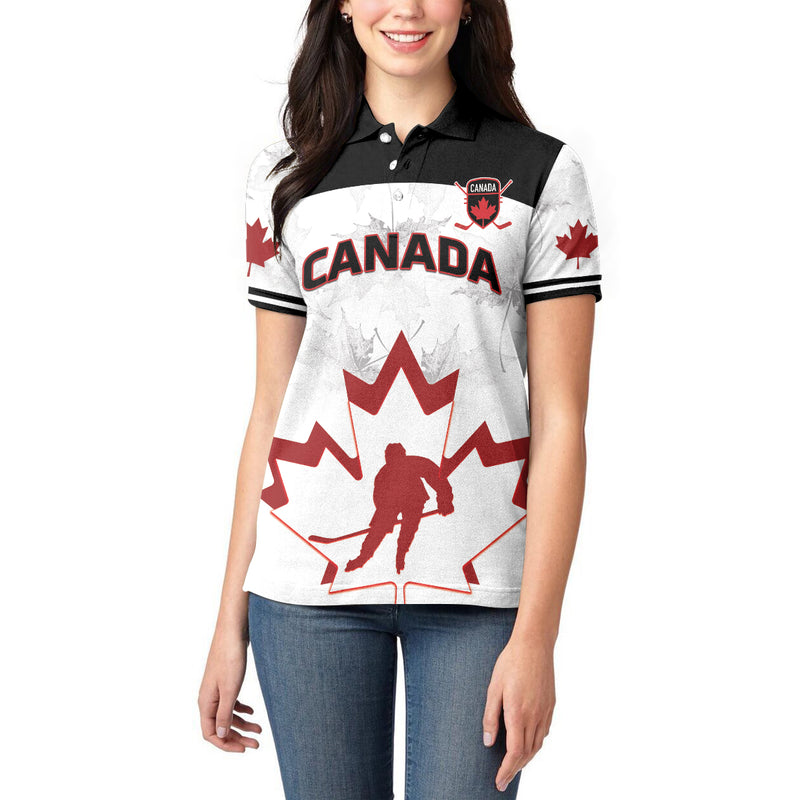 Custom Canada Hockey 2024 Go Maple Leaf Women Polo Shirt