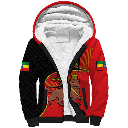 (Custom Personalised) Ethiopia Derg Downfall Day Ethiopian Lion of Judah Sherpa Hoodie