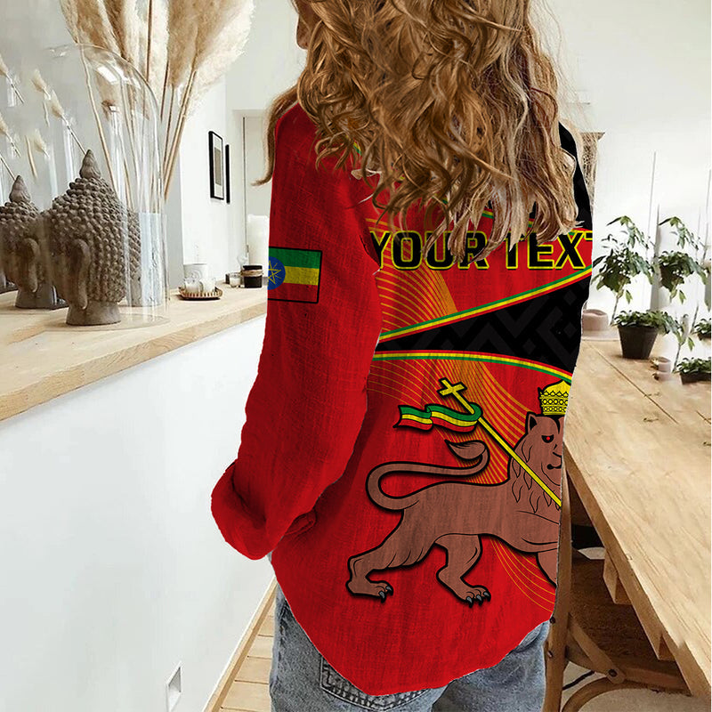 (Custom Personalised) Ethiopia Derg Downfall Day Ethiopian Lion of Judah Women Casual Shirt