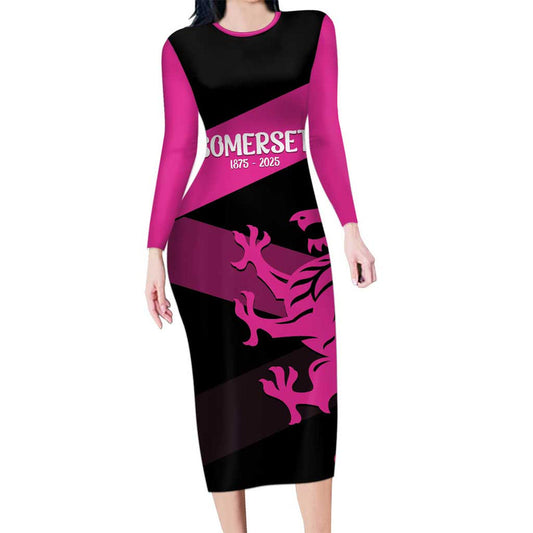 Custom Somerset Cricket 150 Years Of Anniversary Long Sleeve Bodycon Dress