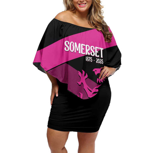 Custom Somerset Cricket 150 Years Of Anniversary Off Shoulder Short Dress
