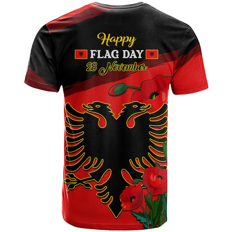 Albania Flag Day Albanian Coat Of Arms With Red Poppy T Shirt