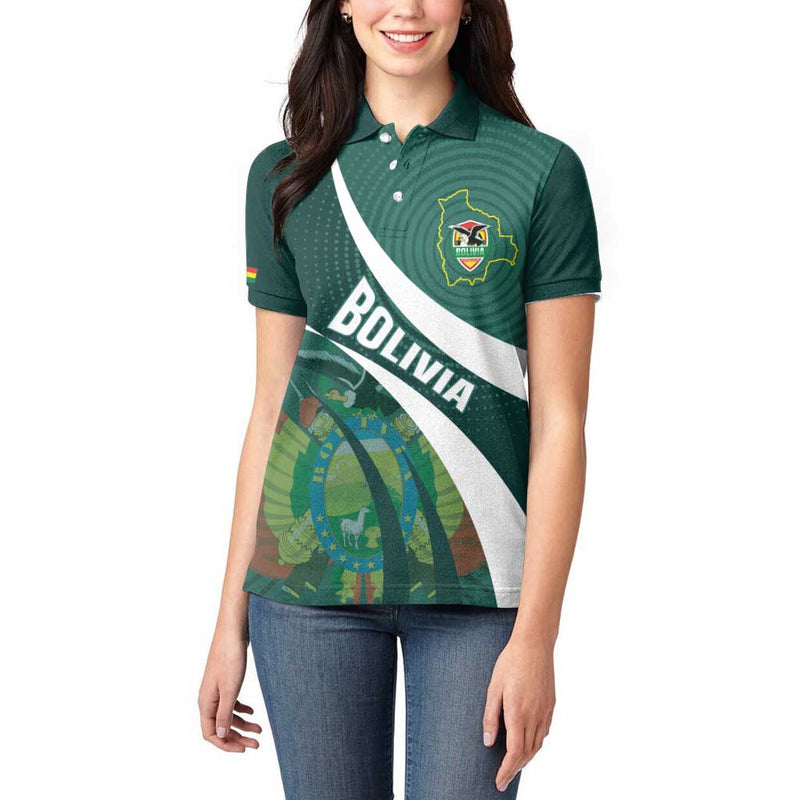 Custom Bolivia Football La Verde Sporty Curves Style Women Polo Shirt