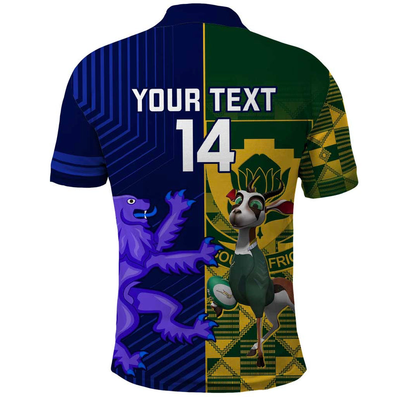 Custom South Africa And Scotland Rugby Springboks Thistle Together Polo Shirt