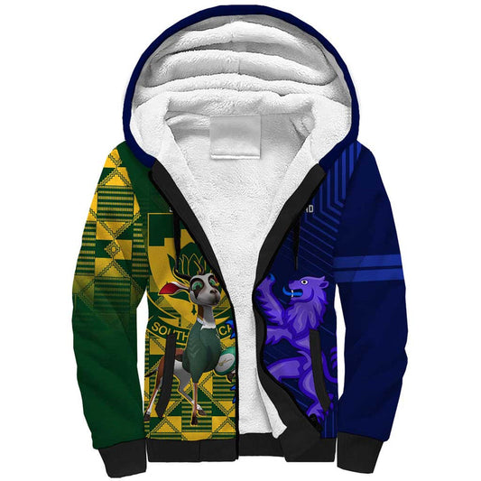Custom South Africa And Scotland Rugby Springboks Thistle Together Sherpa Hoodie