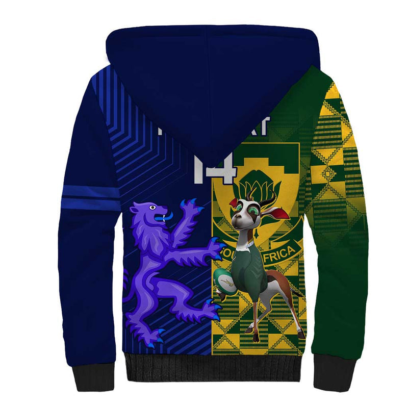 Custom South Africa And Scotland Rugby Springboks Thistle Together Sherpa Hoodie