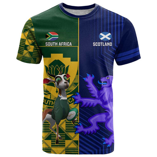 Custom South Africa And Scotland Rugby Springboks Thistle Together T Shirt