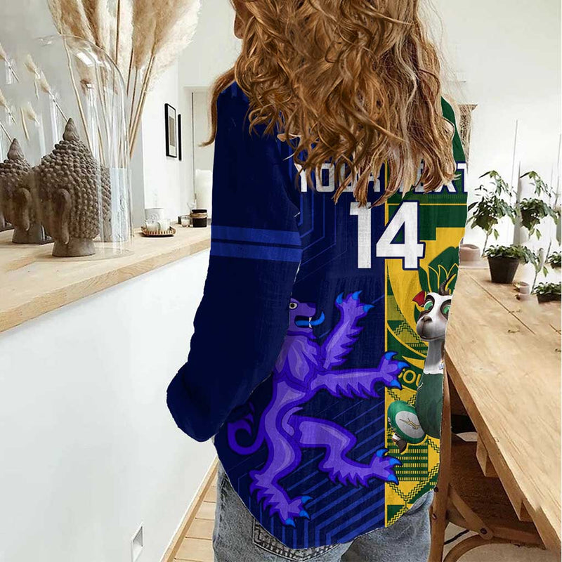 Custom South Africa And Scotland Rugby Springboks Thistle Together Women Casual Shirt
