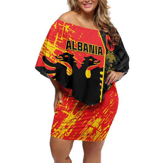 Albania Independence Day Albanian Proud - Flag Color Off Shoulder Short Dress