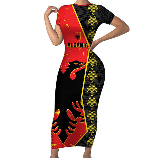 Albania Independence Day Albanian Proud - Flag Color Short Sleeve Bodycon Dress