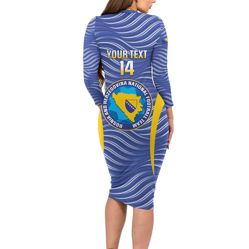 Custom Bosnia And Herzegovina Football Come On Zmajevi Long Sleeve Bodycon Dress
