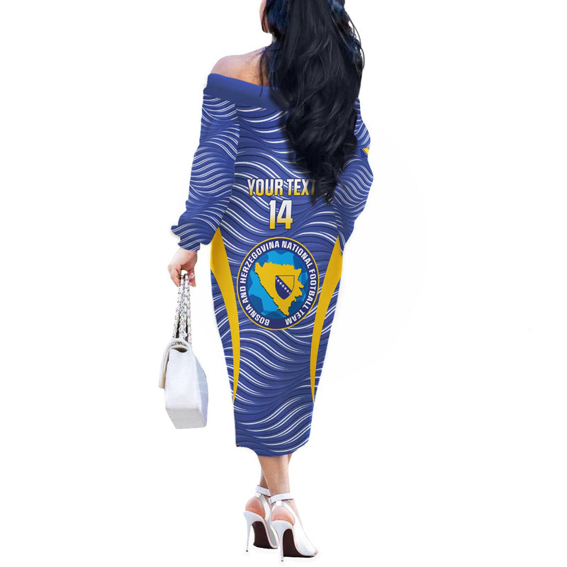 Custom Bosnia And Herzegovina Football Come On Zmajevi Off The Shoulder Long Sleeve Dress