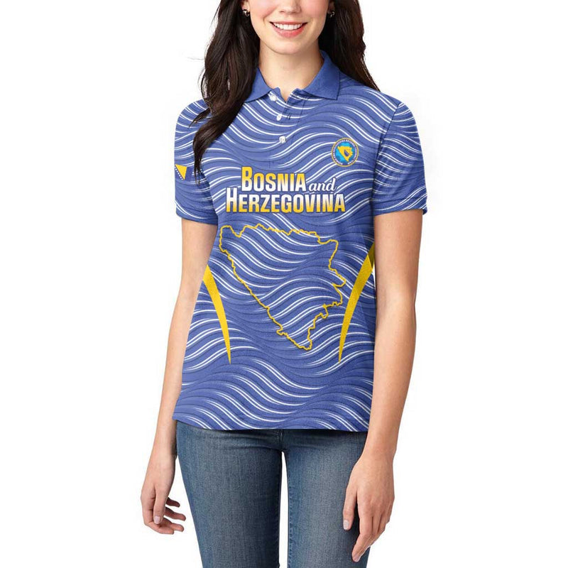 Custom Bosnia and Herzegovina Football Come On Zmajevi Women Polo Shirt