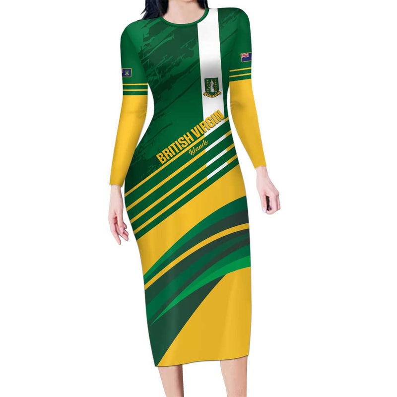 Custom British Virgin Islands Football Come On Nature Boys Long Sleeve Bodycon Dress