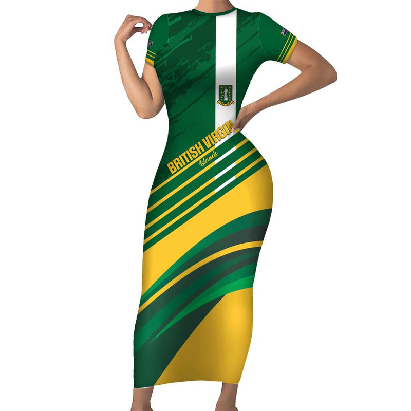 Custom British Virgin Islands Football Come On Nature Boys Short Sleeve Bodycon Dress