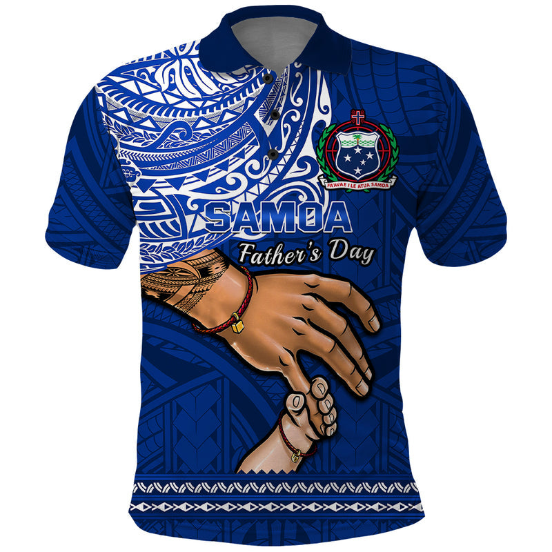 Custom Father Day Samoa Manuia le Aso Sa o Tama Blue Version Polo Shirt