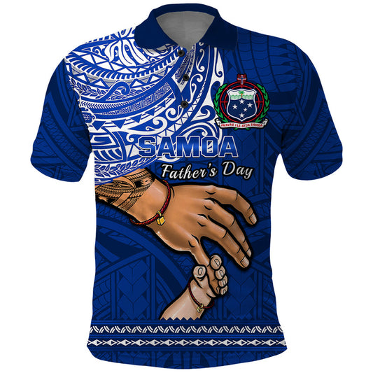 Custom Father Day Samoa Manuia le Aso Sa o Tama Blue Version Polo Shirt