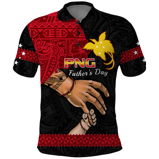 Custom Father Day Papua New Guinea PNG I Love You Dad Black Version Polo Shirt