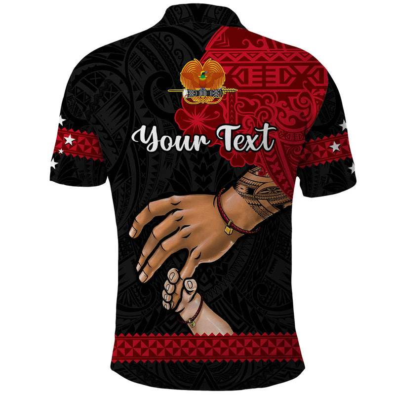 Custom Father Day Papua New Guinea PNG I Love You Dad Black Version Polo Shirt