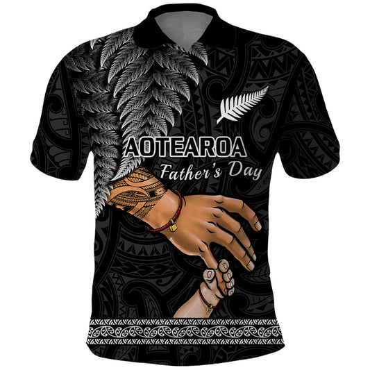 Custom Father Day New Zealand Aotearoa Maori Fern I Love You Dad Polo Shirt