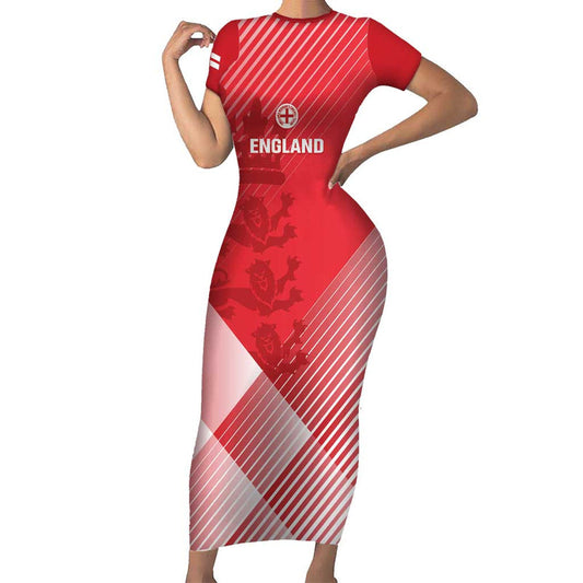 Custom England Cricket Go Champions Sporty Style Short Sleeve Bodycon Dress