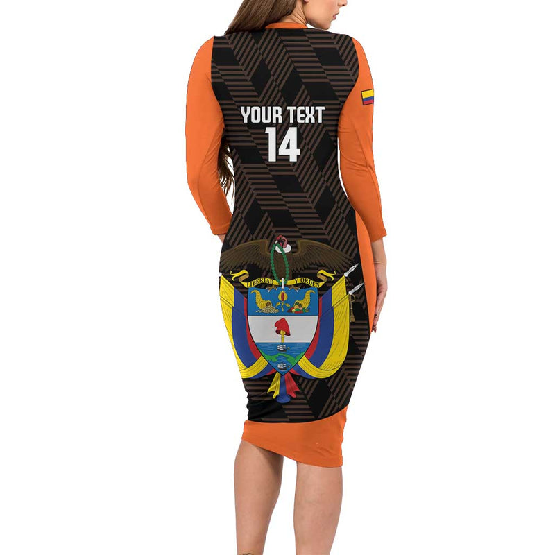 Custom Colombia Football 2025 Las Chicas Superpoderosas - Black Version Long Sleeve Bodycon Dress