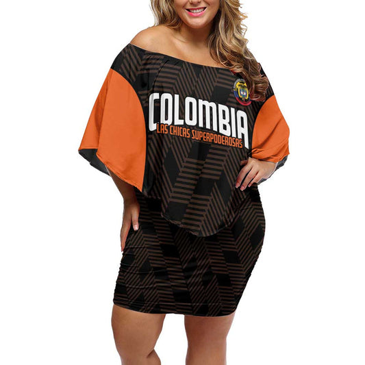 Custom Colombia Football 2025 Las Chicas Superpoderosas - Black Version Off Shoulder Short Dress