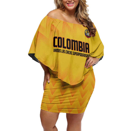 Custom Colombia Football 2025 Las Chicas Superpoderosas - Yellow Version Off Shoulder Short Dress