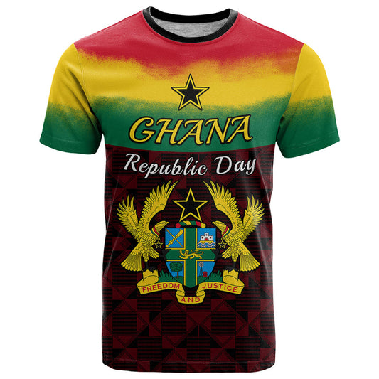 1 July Ghana Republic Day African Pattern Mix Flag Unique Style T Shirt