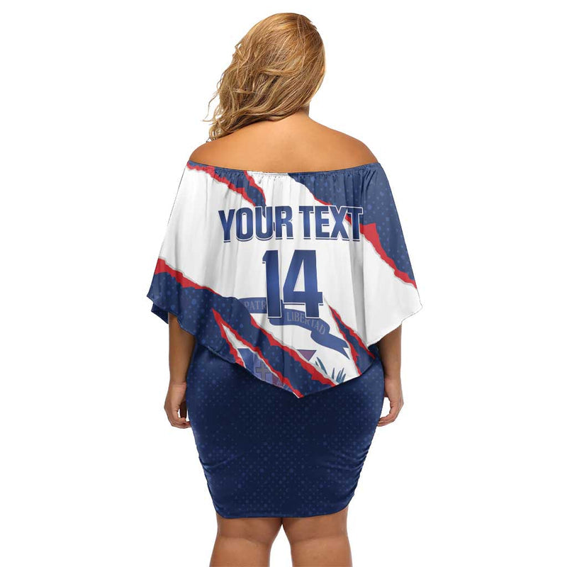 Custom Dominican Republic Football Los Quisqueyanos Crack Style Off Shoulder Short Dress