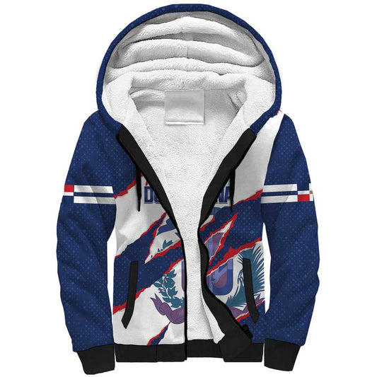 Custom Dominican Republic Football Los Quisqueyanos Crack Style Sherpa Hoodie