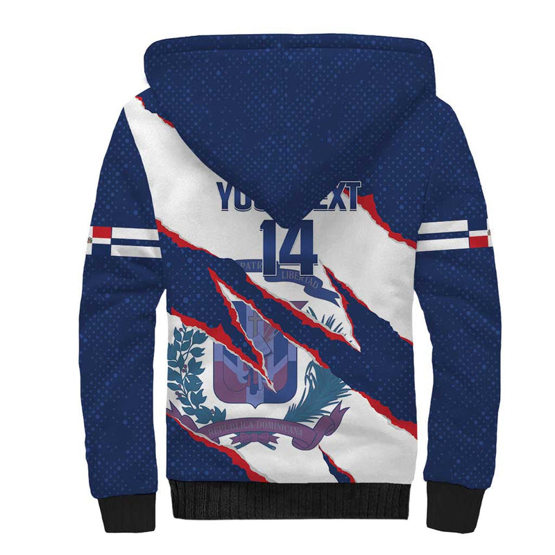 Custom Dominican Republic Football Los Quisqueyanos Crack Style Sherpa Hoodie