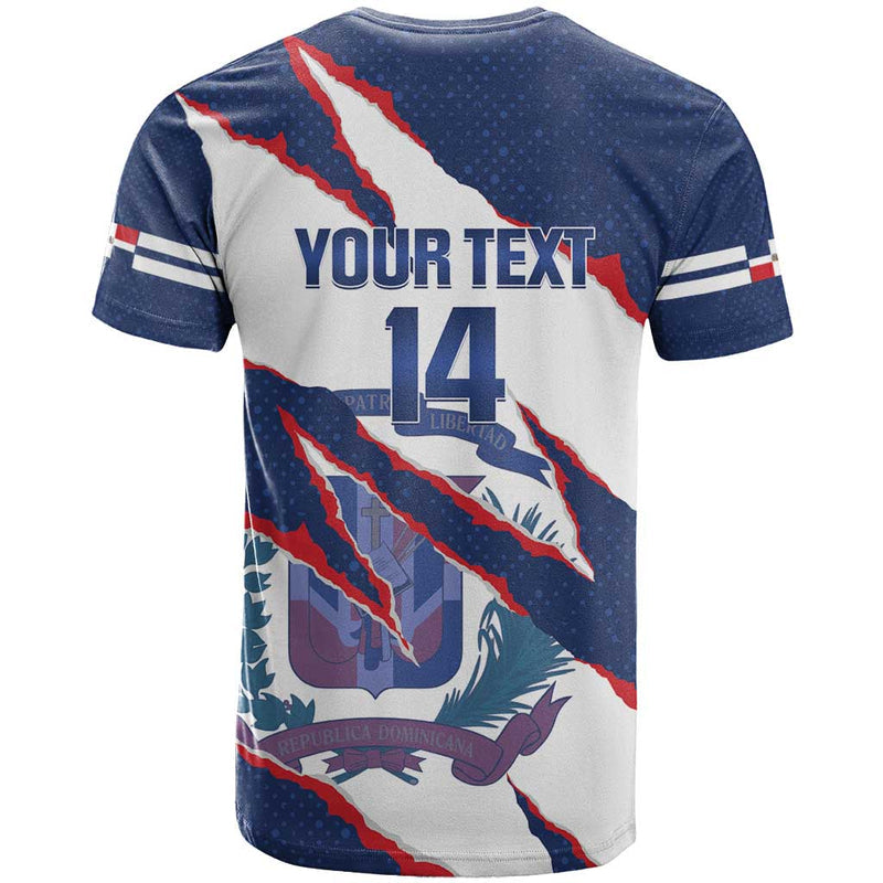 Custom Dominican Republic Football Los Quisqueyanos Crack Style T Shirt