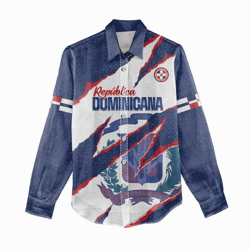 Custom Dominican Republic Football Los Quisqueyanos Crack Style Women Casual Shirt