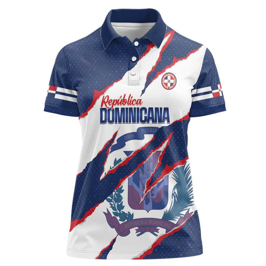 Custom Dominican Republic Football Los Quisqueyanos Crack Style Women Polo Shirt