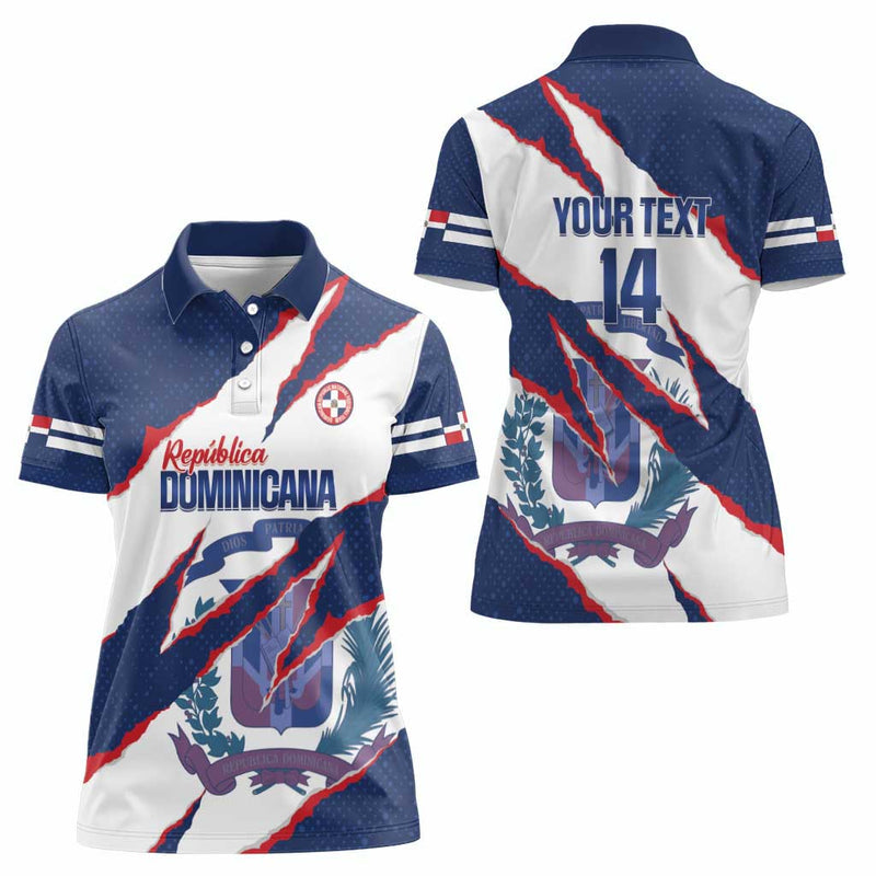 Custom Dominican Republic Football Los Quisqueyanos Crack Style Women Polo Shirt