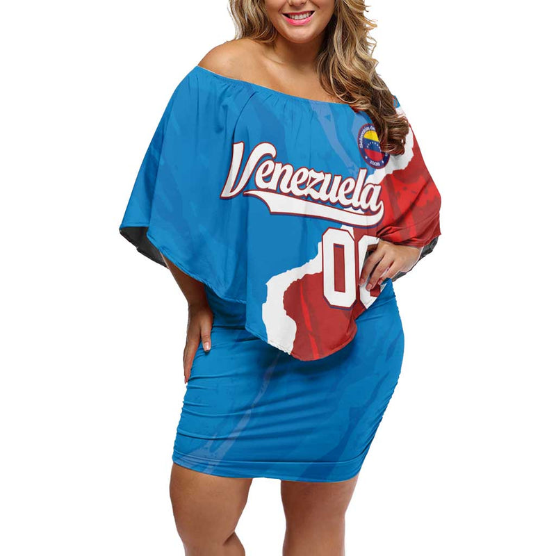 Custom Baseball Venezuela Go Champions Grunge Style Off Shoulder Short Dress