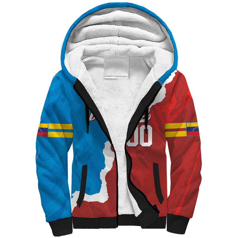 Custom Baseball Venezuela Go Champions Grunge Style Sherpa Hoodie