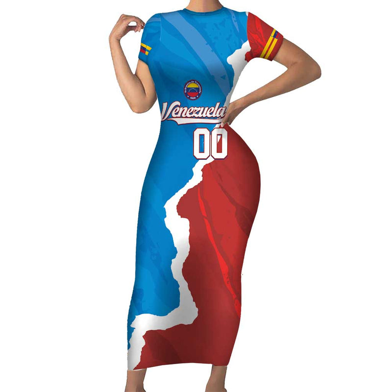 Custom Baseball Venezuela Go Champions Grunge Style Short Sleeve Bodycon Dress