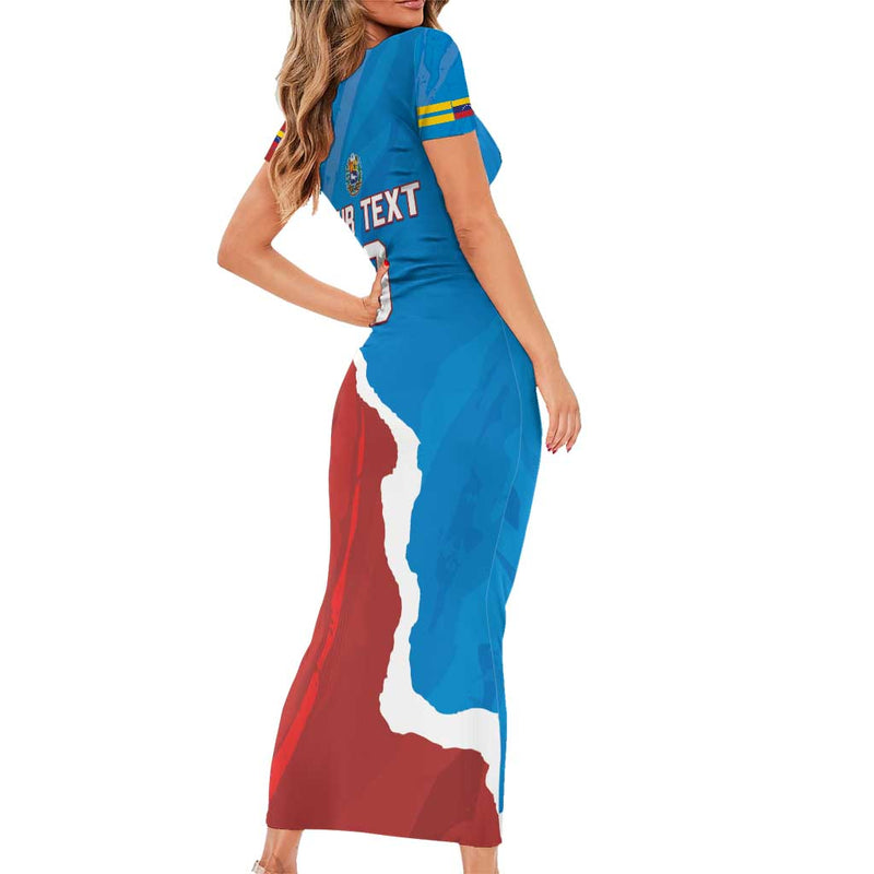 Custom Baseball Venezuela Go Champions Grunge Style Short Sleeve Bodycon Dress